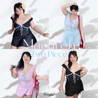 𝗠𝗮𝗰𝗮𝗿𝗼𝗻 𝗧𝘄𝗼𝗣𝗶𝗲𝗰𝗲 ชุดว่ายน้ำ2ชิ้น สาวอวบ ผ้ายืดได้เยอะ มี 3สี