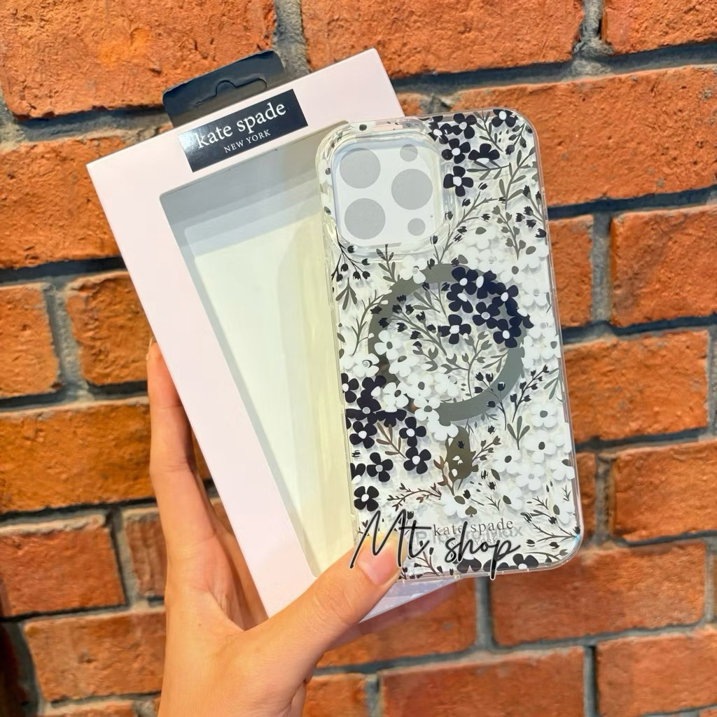 🎉Kate spade เคสลายดอกไม้ มีแม่เหล็กชาร์จ สำหรับรุ่น i13/14 14promax 15 15promax 16 16pro 16promax (สินค้าจัดส่งในไทย)