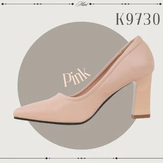 สินค้าพร้อมส่ง K9730 รองเท้าคัทชู ส้นก้อน สูง3นิ้ว มี 7สี หนังพียูหนังนิ่ม