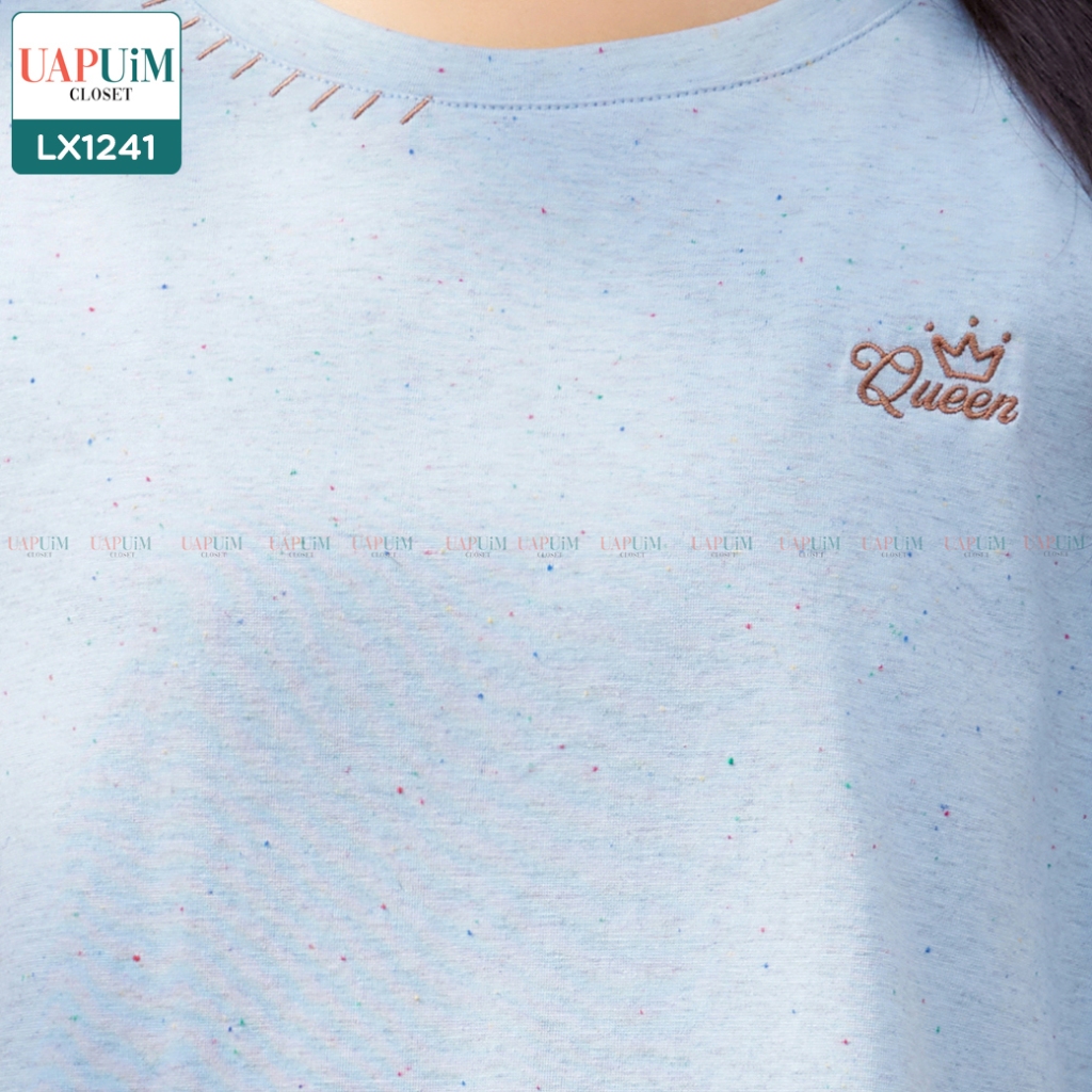 (LX1241)เสื้อแขนสั้นสาวอวบลุคหวานนิดๆ ดูดีได้ไม่ต้องเยอะ! กับงานเสื้อยืดคอกลมแขนสั้น สีฟ้าละมุน - รูปที่ 2