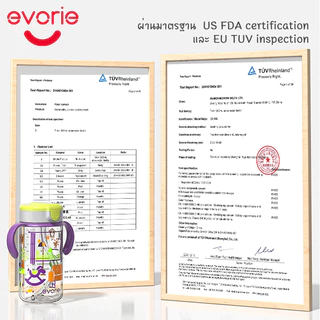 Evorie Tritan ขวดน้ำเด็ก สำหรับเด็ก 1-3 ปี พร้อมหลอดซิลิโคน กระติกน้ำที่จับแบบถอดได้ กันสำลัก ทนต่อการตก BPA Free 300mL