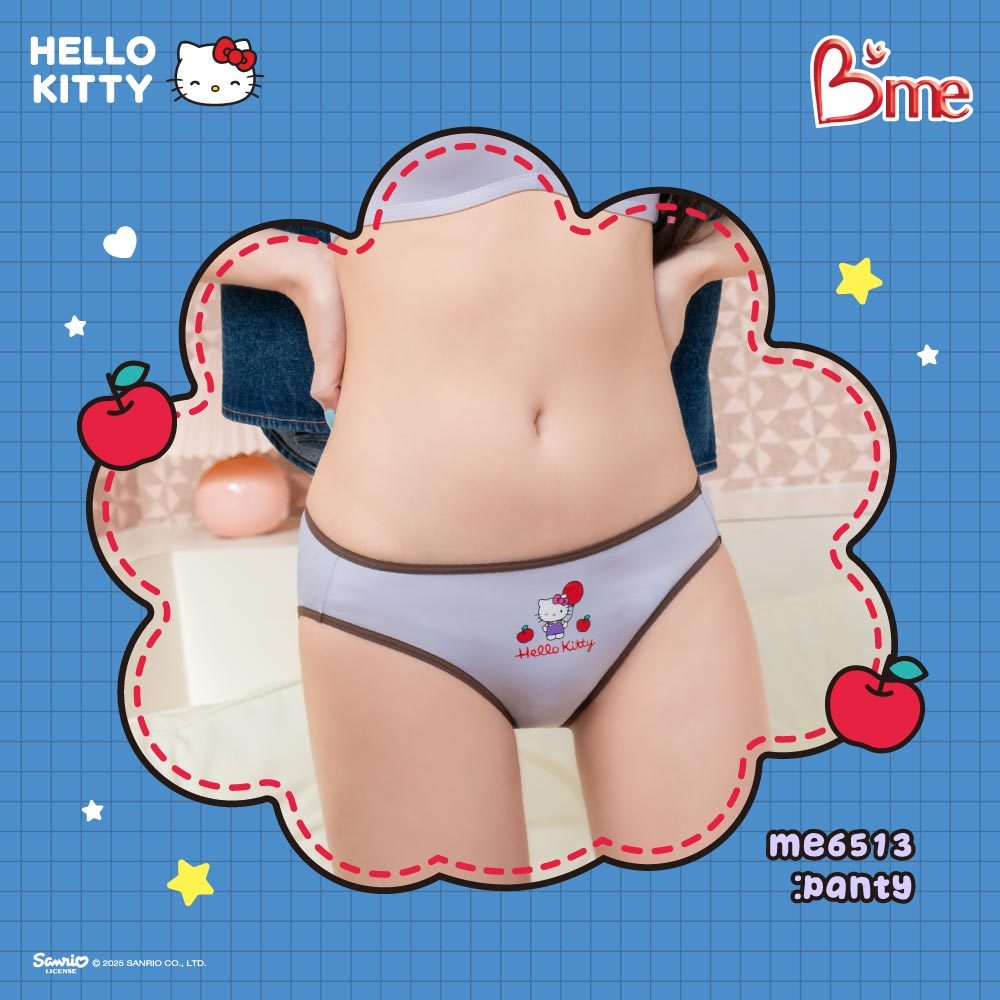 B'me กางเกงในเอวต่ำรุ่น ME6513 (Hello Kitty)สีครีม ม่วง เขียวพาสเทล, สีชมพู วนิลา ดำ(เข้าคู่รุ่น ME1513,ME1707,ME1708)