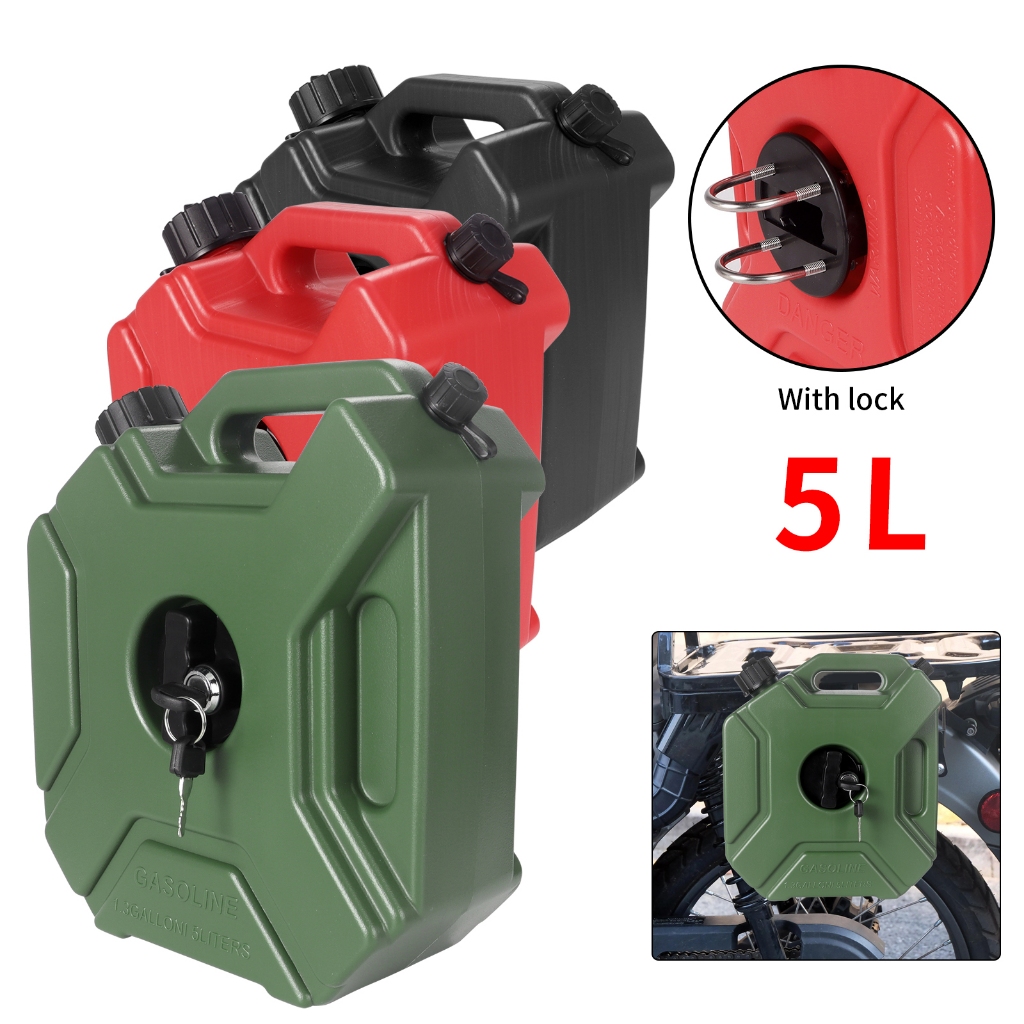3L 5L แกลลอนแก๊สการใช้น้ำมันเบนซินเก็บกระป๋องสีดำถังสำรองฉุกเฉินสำหรับรถยนต์รถจักรยานยนต์