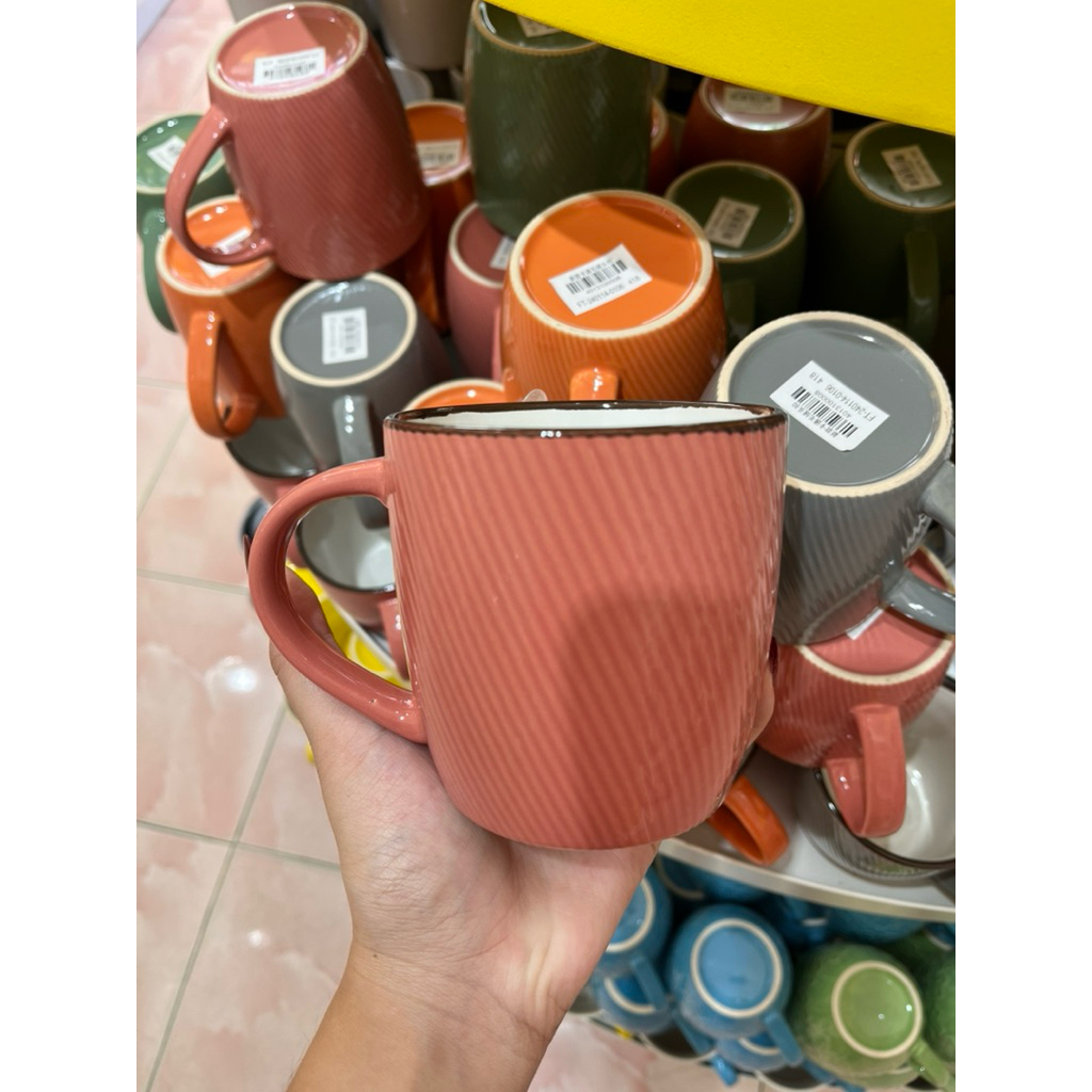 แก้วกาแฟลายเส้น หลากสีสวยงาม แก้วเซรามิก