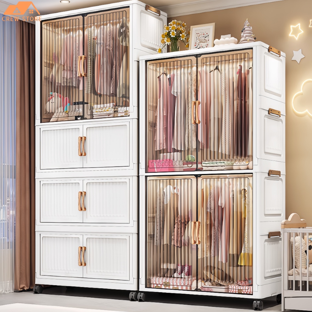 ตู้เสื้อผ้า68CM พับได้ กันฝุ่นและกันน้ำ ชั้นเก็บเสื้อผ้า มีล้อ ติดตั้งง่าย ตู้เก็บของขนาดใหญ่ จัดส่งในกรุงเทพฯ