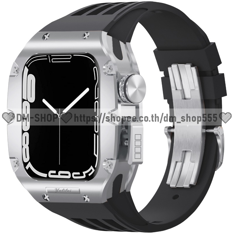💚DM-SHOP💚สำหรับ Apple Watchเคส สายนาฬิกา 44MM 45MM ตัวเรือนนาฬิกา ไทเทเนียม ชุดแต่งหรู สำหรับ 9 8 7 