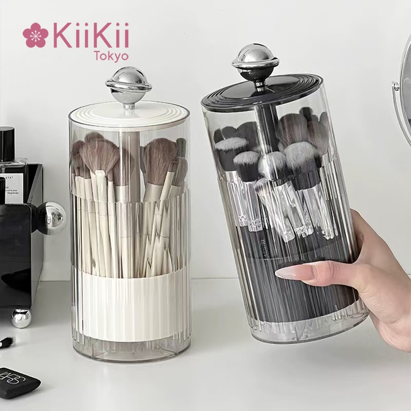 KiiKii Beauty กล่องเก็บแปรงแต่งหน้า ใส่แปรงแต่งหน้า ชุดแต่งหน้า กดเพื่อยกฐานขึ้นมาได้ กันน้ำ กันฝุ่น