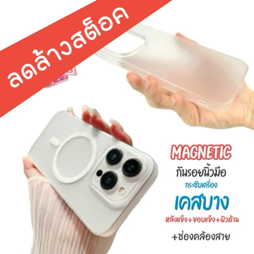 [ลดโล๊ะของ] เคสบาง ผิวด้าน สำหรับ IP+Megnatic 12 - 16promax เคสแข็ง แบบขุ่น กันเลน กันรอยนิ้วมือ [พร้อมส่งในไทย]