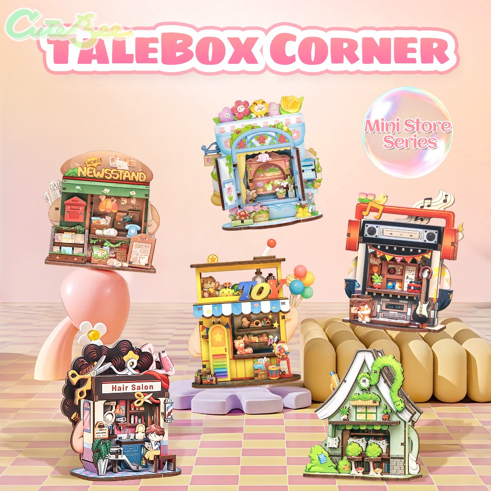 CUTEBEE บ้านตุ๊กตา DIY 3D บ้านของเล่น ของขวัญแฮนด์เมดสำหรับผู้เริ่มต้น ของเล่น diy ร้านมินิสองด้าน