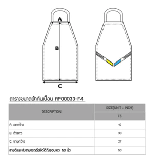 P4F - ผ้ากันเปื้อน ชุดทำงานโรงงานอาหาร เครื่องแบบอุตสาหกรรมอาหาร