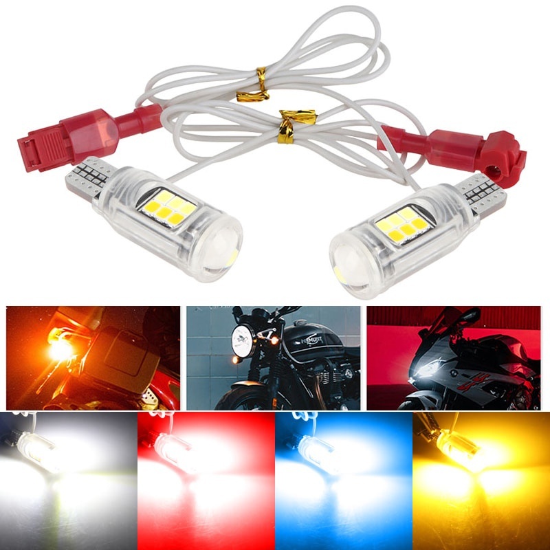 2 ชิ้น T10 T15 LED ไฟเบรกคู่รถยนต์ สีเหลืองอำพัน  ขาว น้ำเงิน