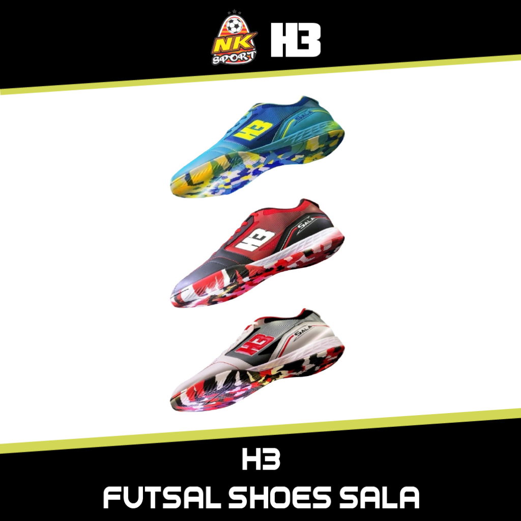 H3 Futsal Shoes รองเท้าฟุตซอล รุ่น SALA พื้นรองเท้าชั้นกลางใช้วัสดุไฟลอน ที่ไม่แข็ง แต่แข็งแรง ให้คว
