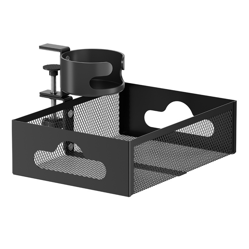 ที่วางแก้วออฟฟิศ ช่องเก็บของ 2in1 ตะกร้าเก็บของโลหะสามารถหมุนได้ 360 องศา