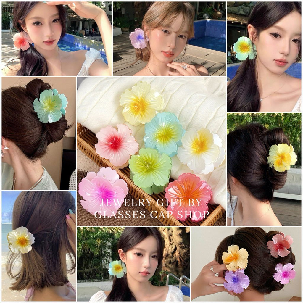 🌺พร้อมส่ง🌺 กิ๊บหนีบผม กิ๊บติดผม [[ขนาด 8 cm]] ลายดอกไม้สีสดใส ร้านในไทย🇹🇭