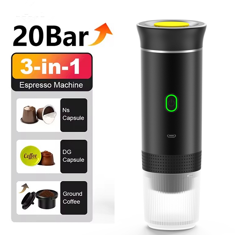 Cafelffe 3 ใน 1 เครื่องกาแฟแบบพกพาไร้สาย 20 บาร์เครื่องเอสเปรโซหลายแคปซูลเบียร์ร้อน / เย็น