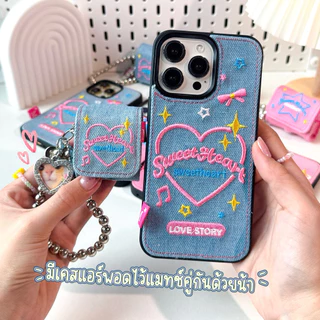 [i17] พร้อมส่ง🦋🌷T6S6 เคสยีนส์ hello tulip เคสผ้า สำหรับ iPhone case เคสไอโฟน X-14plus,16Plus,16,16Promax,17P,17Promax