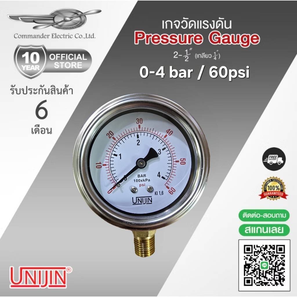 Pressure gauge เกจแรงดัน 0 - 7 Bar / 100 Psi