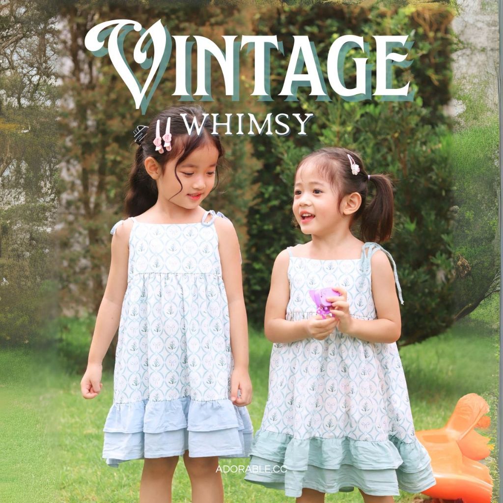 Vintage Whimsy Collection เดรสผูกไหล่สำหรับเด็กผู้หญิง