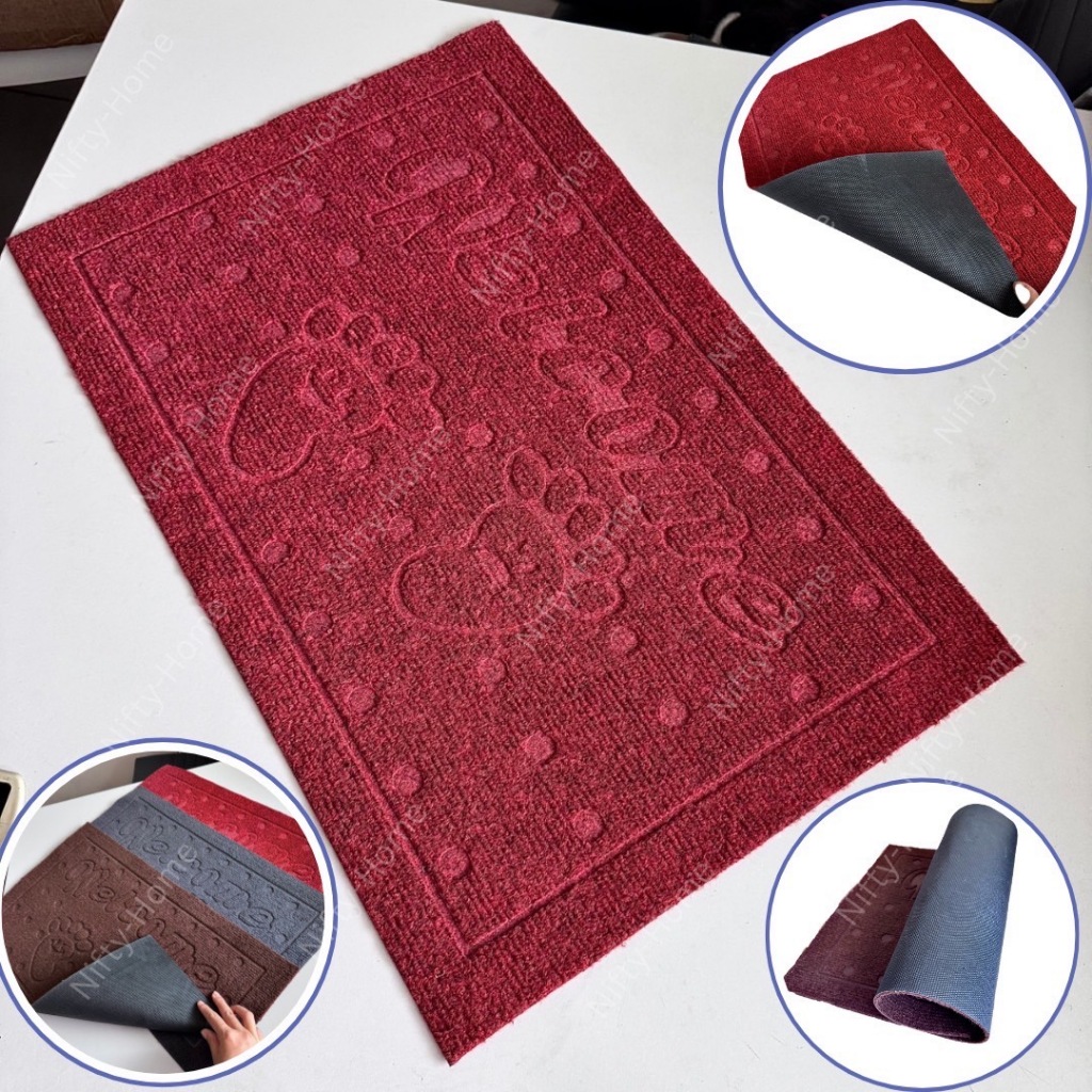 พรมเช็ดเท้า พื้นกันลื่น PVC คุณภาพสูง หนานุ่ม เสั้นใยโพรพิลีนดักฝุ่น