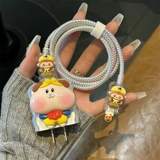⚡มาใหม่⚡เคสสายชาร์จ(1เซตมี5ชิ้น )เคสซิลิโคนอ่อนนุ่มลายการ์ตูนน่ารักสําหรับชาร์จPower Adapter 18W/20W
