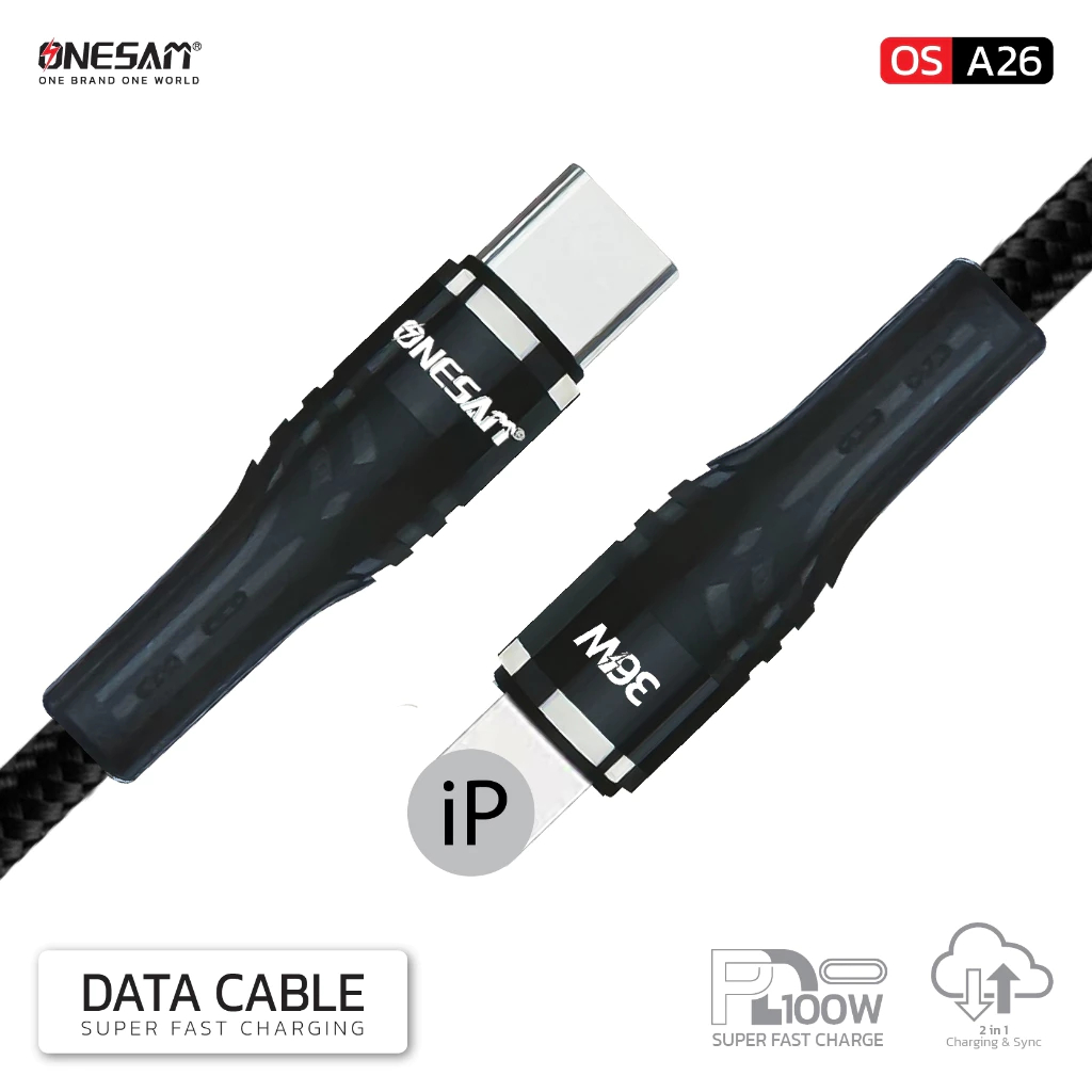 ONESAM สายชาร์จและถ่ายโอนข้อมูล รุ่น OS-A26 สาย Data Cable Super Fast Charging ยาว 1 ม. ของแท้ 100% 