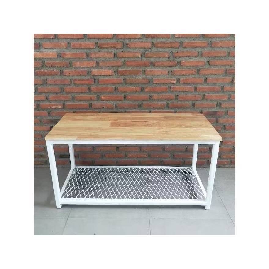 (งานสั่งทำ) ชั้นวางตู้ปลา งาน 2 ชั้น โครงเหล็ก ข้างบนท็อปไม้ ข้างล่างตะแกรงฉีก เหล็ก 1 นิ้ว MT097