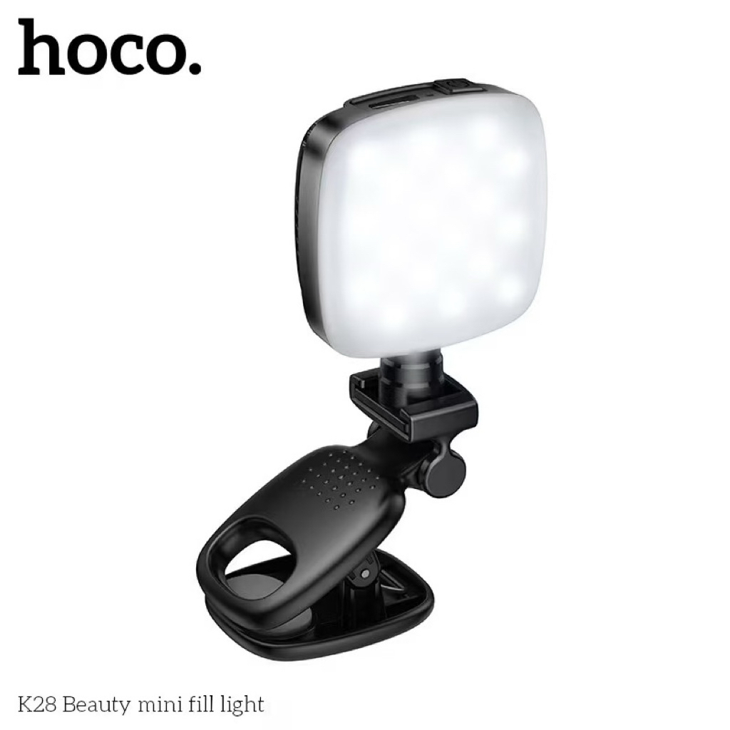 HOCO K28 ไฟเซลฟี่ ปรับได้ 9 ระดับ หมุน 360° หนีบมือถือ ติดหัวกล้อง ชาร์จไฟได้ ไฟเซเลบ ไลฟ์สด hc6