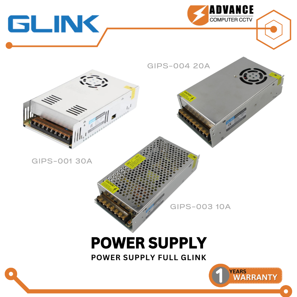 GLINK POWER SUPPLY รุ่น GIPS-003 10A / GIPS-004 20A / GIPS-001 30A FULL (รังผึ้ง) FULL Glink รับประก