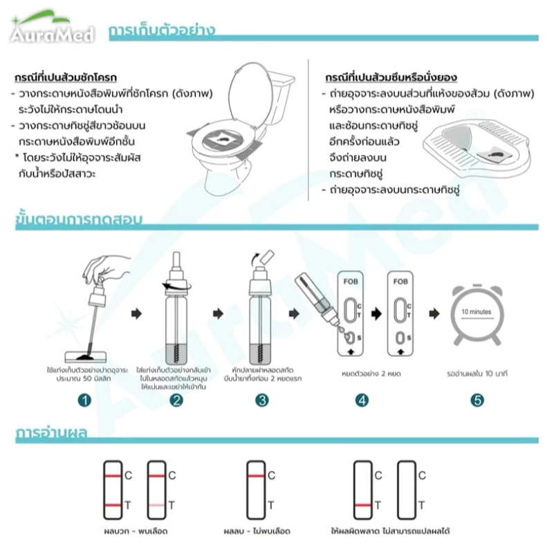 ชุดตรวจคัดกรองมะเร็งลำไส้ Fecal Occult Blood test thumbnail 4