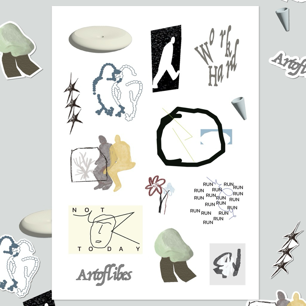 สติ๊กเกอร์แผ่นไดคัท Sticker Sheet "Visual Collector" PVC ขนาด A5 กันน้ำ -Artoflibes