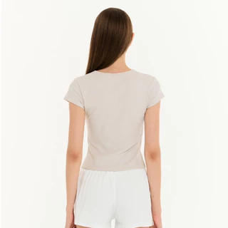 Withit ribbed short sleeves top W embriodery เสื้อยืดแขนสั้น - TPW04390