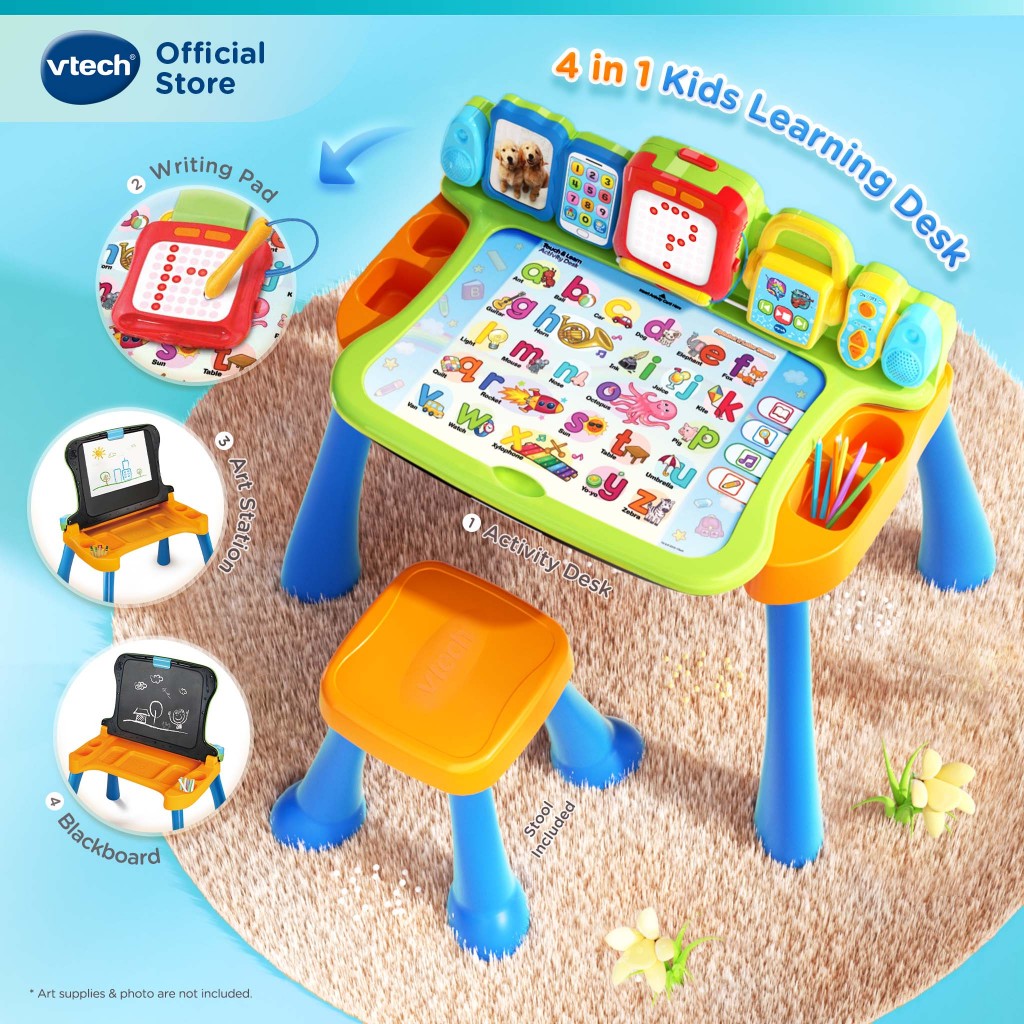 VTech 4 in 1 Kids Learning Desk 【Touch & Learn Activity Desk】Toys + 9 Learning Pages 3-6 ปี โต๊ะกิจก