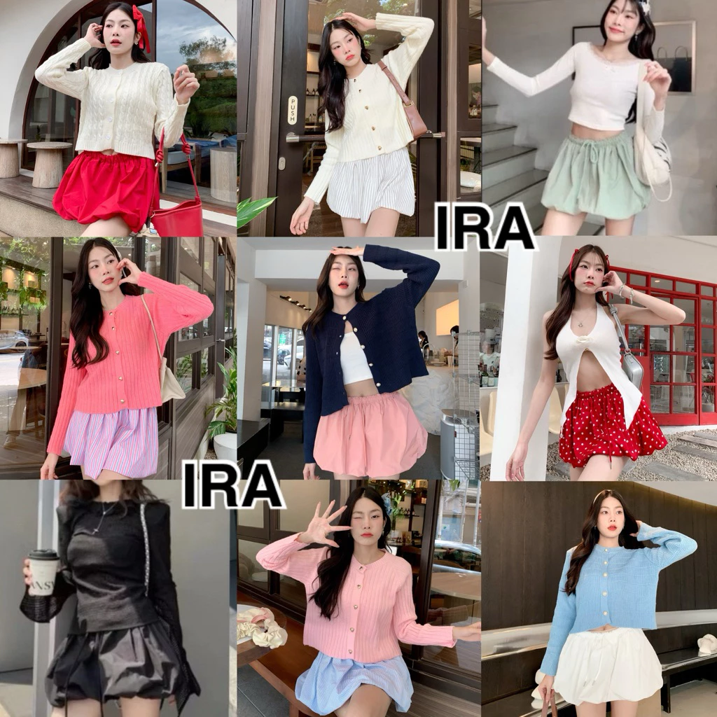 BY IRA(23202)🎉พร้อมส่ง🎉Ballon Skirt กระโปรงบอลลูน ทรงสวยมาก มีเชือกผูกเอวและซับในกางเกงขาสั้น(เฉพาะลายทางไม่มี)