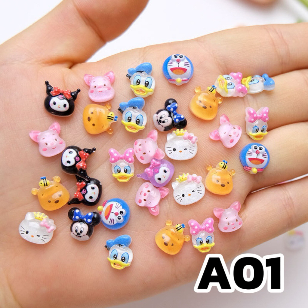 A01 จำนวน 100ชิ้น เรซิ่นการ์ตูน จิ๋ว ติดเล็บ อุปกรณ์ตกแต่งเล็บ  ตกแต่งDIY