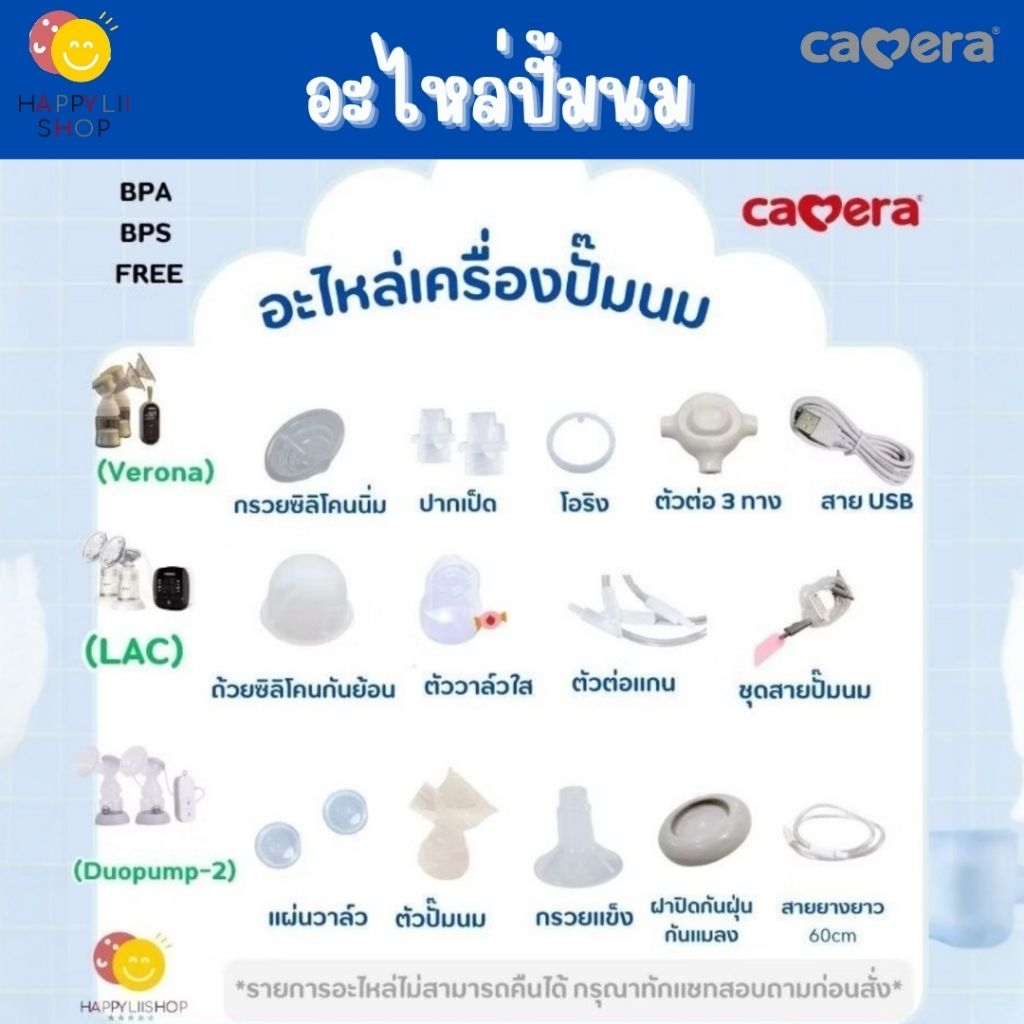 Camera ชุดรวมอะไหล่เครื่องปั๊มนม
ใช้ได้กับรุ่น c-ww-5360 (duopump), c-ww5500(VERONA), c-ww8000 (LAC)
