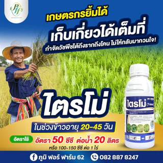 ไตรโม่ 1 ลิตร 2,4D+พิคลอแรม เก่งหญ้าใบกว้าง กก เถาเครือ ผักบุ้ง ผักพริก ปลอดภัย ข้าว อ้อย ข้าวโพด