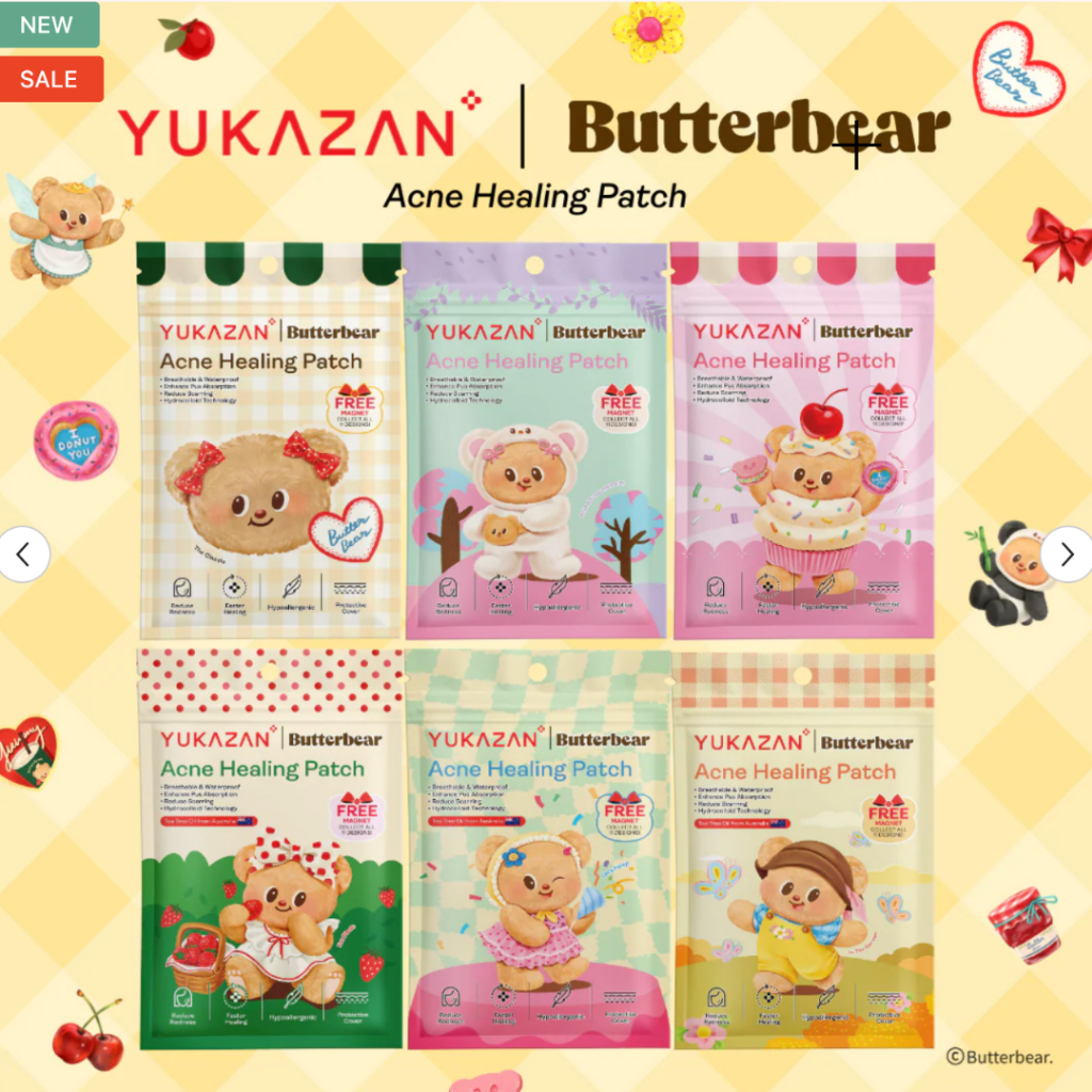 [พรีออเดอร์] แผ่นแปะสิว Yukazan x Butterbear Hydrocolloid Healing Patch 20's