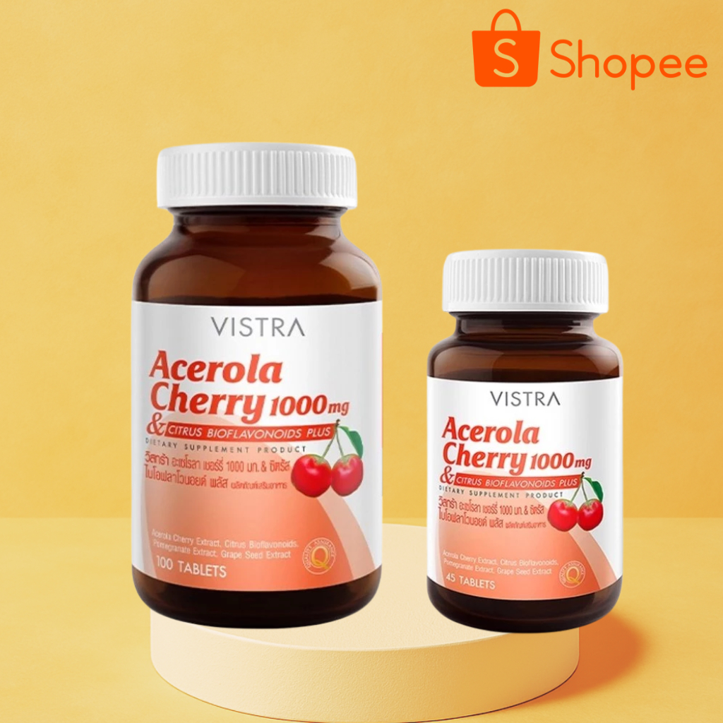 Vistra Acerola Cherry 1000mg 100 tablets วิสทร้า อะเซโรลา เชอรี่ 1000มก. 100 เม็ด