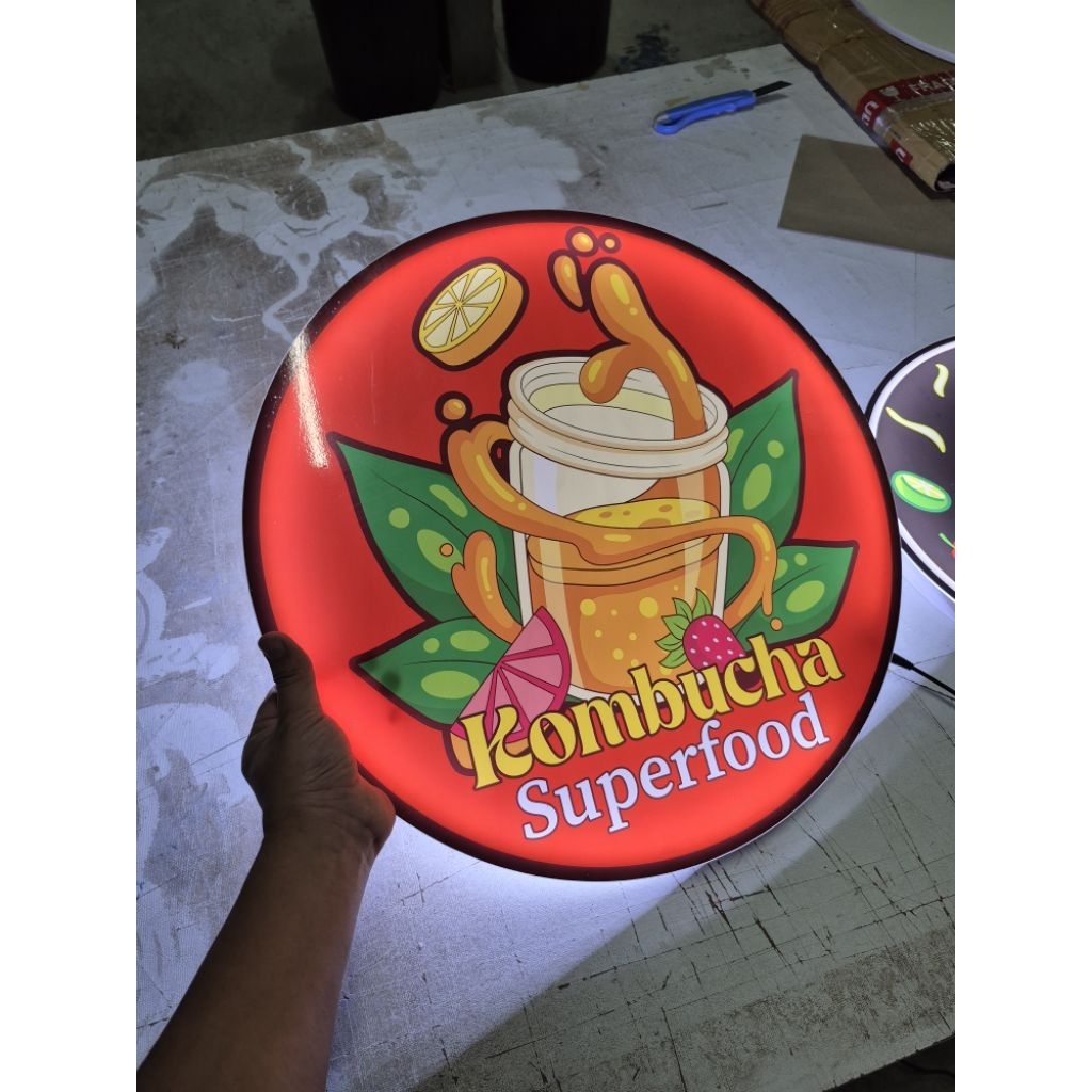 ป้ายไฟวงกลม คาเฟ่ ป้ายกลางคืน ป้ายวงกลม  โลโก้ไฟ โลโก้วงกลม LED ไฟป้าย ป้ายสว่าง โลโก้ ร้านอาหาร