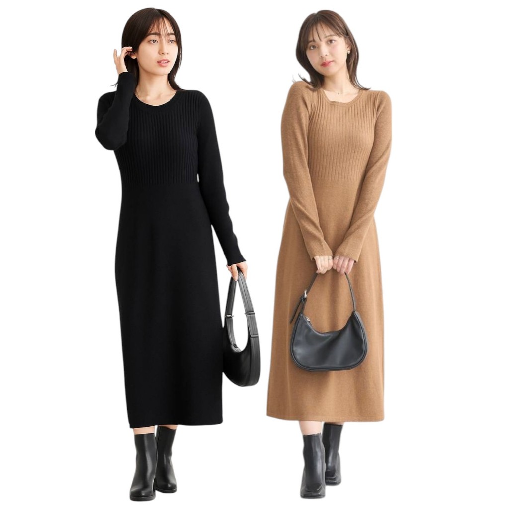 เดรสไหมพรมแขนยาว คอกลม  earth music & ecology