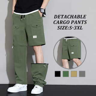 กางเกงคาร์โก้ผู้ชาย กางเกง 2-in-1 ขากว้าง ทรงตรง ทรงหลวม  กา…
