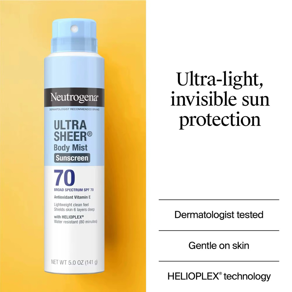 (☀️ สเปรย์กันแดดสำหรับผิวกาย) Neutrogena Body Mist Sunscreen สูตร Ultra Sheer SPF 70 Board Spectrum
