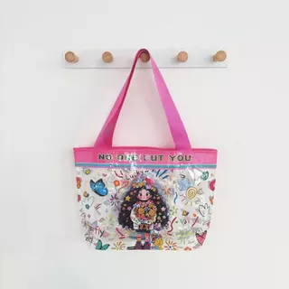 HAWM-กระเป๋าถือใสลาย Hello Kitty กันน้ำ กระเป๋านักเรียน กระเป๋าเอนกประสงค์ (ใส่เอกสาร ช้อปปิ้ง ท่องเที่ยว ว่ายน้ำ)