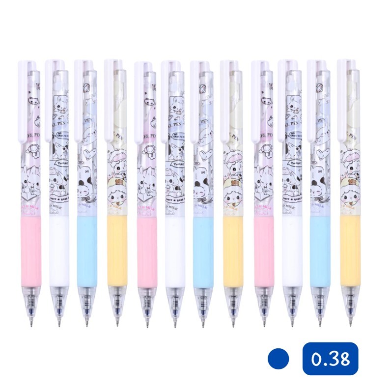 ปากกาเจล Quantum มิลก์กี้ (Milky) 0.38 นํ้าเงิน คละลาย (แพ็ค 12 ด้าม)