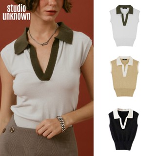 STUDIO UNKNOWN - Polo Knit Top เสื้อโปโล