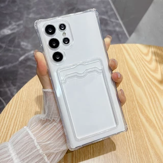 เคสโทรศัพท์ใสสำหรับ Samsung A57 A37 A17 A56 A07 A05S A16 A55 A36 A54 A35 A34 A26 S26 S25 S24 Ultra FE มีช่องเสียบการ์ด
