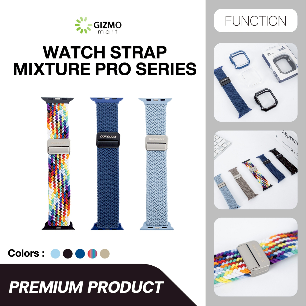DUXDUCIS รุ่น สายผ้าถัก สำหรับ AppIe Watch ขนาด 42 44 45 46 49 MM. สี ดำ ฟ้า น้ำเงิน น้ำตาล รุ้ง