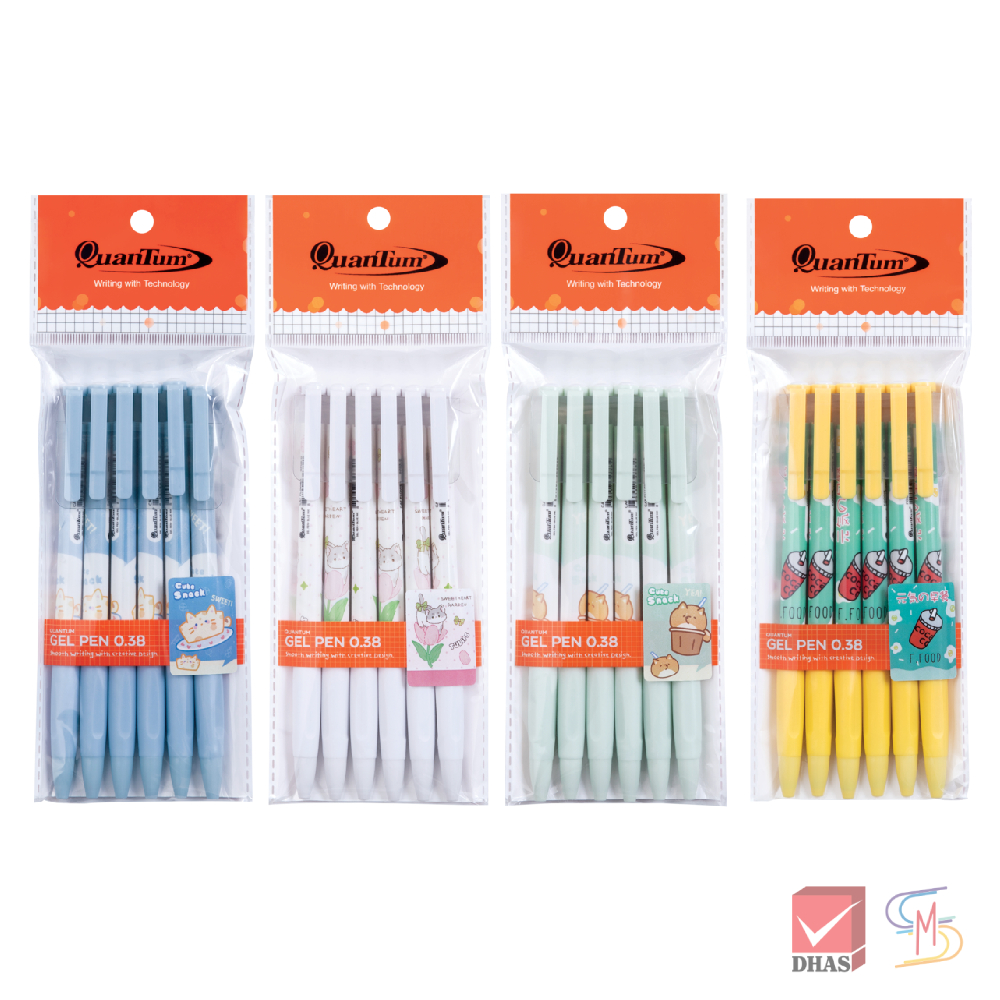 (แพ็ค 6) Quantum ควอนตั้ม ปากกา ปากกาเจล แฟนซี 0.38 น้ำเงิน จำนวน 6 ด้าม