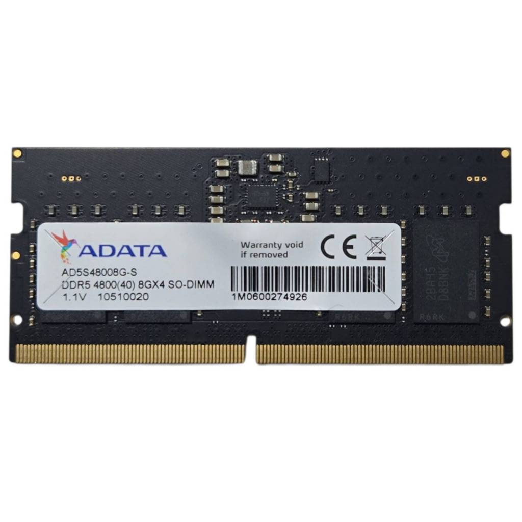 RAM ADATA DDR5 8GB 4800MHz SODIMM AD5S48008G-S  Intel Gen 12, 13, 14 , Ultra Core AI Ryzen DELL HP