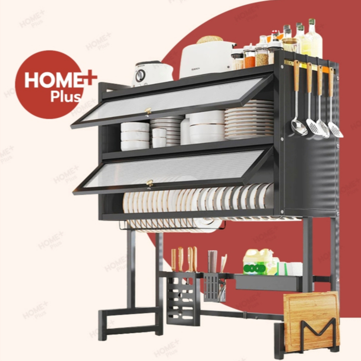 Homeplus <รุ่นอัพเกรด> ชั้นวางจาน ที่วางจาน สแตนเลส  2-ชั้น <65-85-95-105-125cm> คร่อมอ่างล้างจาน ชั้นวางของในครัว